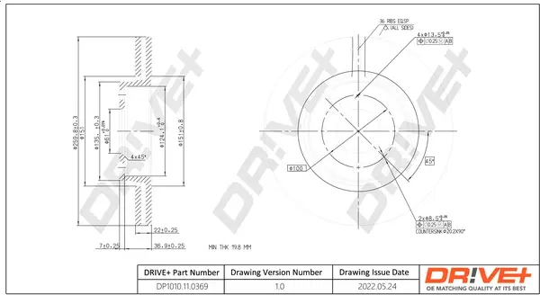 Drive+ - Гальмівний диск (кратно 2) DR!VE+ DP1010.11.0369 (фото 1)