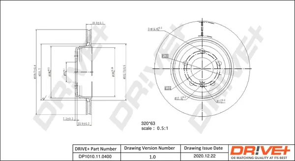 Drive+ - Гальмівний диск (кратно 2) DR!VE+ DP1010.11.0400 (фото 1)