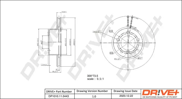Drive+ - Гальмівний диск DR!VE+ DP1010.11.0443 (фото 1)