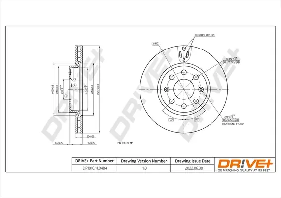 Drive+ - Гальмівний диск (кратно 2) DR!VE+ DP1010.11.0484 (фото 1)
