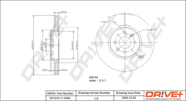 Drive+ - Гальмівний диск DR!VE+ DP1010.11.0494 (фото 1)