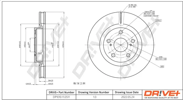 Drive+ - Гальмівний диск (кратно 2) DR!VE+ DP1010.11.0511 (фото 1)