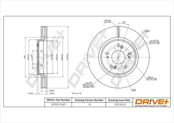 Drive+ - Гальмівний диск (кратно 2) DR!VE+ DP1010.11.0627 (фото 1)