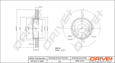 Drive+ - Гальмівний диск (кратно 2) DR!VE+ DP1010.11.0628