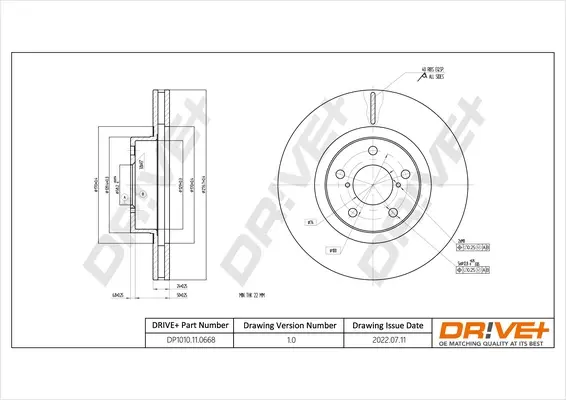 Drive+ - Гальмівний диск (кратно 2) DR!VE+ DP1010.11.0668 (фото 1)