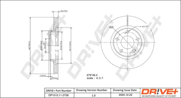 Drive+ - Гальмівний диск (кратно 2) DR!VE+ DP1010.11.0708 (фото 1)