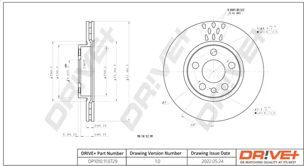 Drive+ - Гальмівний диск (кратно 2) DR!VE+ DP1010.11.0729 (фото 1)