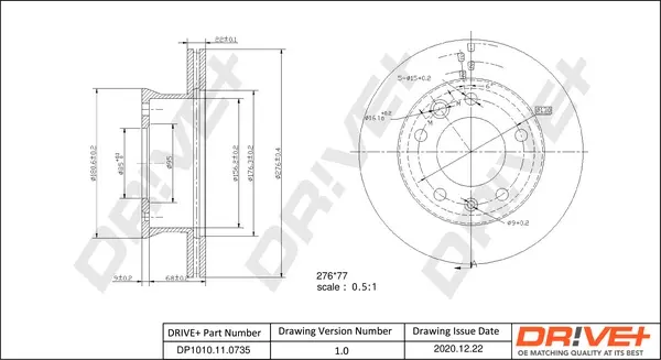 Drive+ - Гальмівний диск (кратно 2) DR!VE+ DP1010.11.0735 (фото 1)