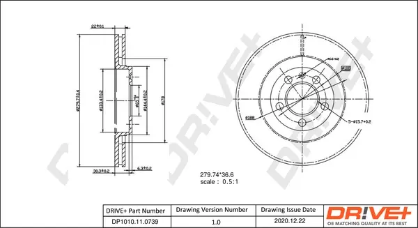 Drive+ - Гальмівний диск (кратно 2) DR!VE+ DP1010.11.0739 (фото 1)