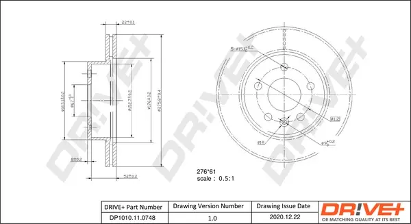 Drive+ - Гальмівний диск (кратно 2) DR!VE+ DP1010.11.0748 (фото 1)