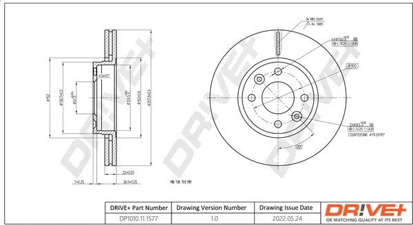Drive+ - Гальмівний диск (кратно 2) DR!VE+ DP1010.11.1577 (фото 1)