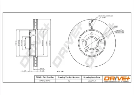 Drive+ - Гальмівний диск (кратно 2) DR!VE+ DP1010.11.1715