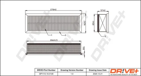 Drive+ - Фільтр повітря (аналог WA9556) DR!VE+ DP1110.10.0149