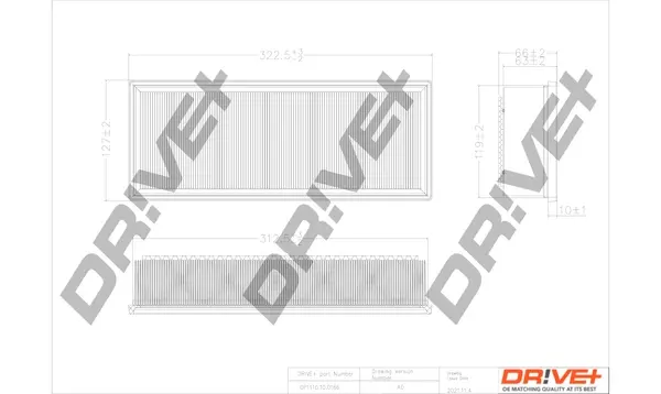 Drive+ - Фільтр повітря (аналог WA9580) DR!VE+ DP1110.10.0166 (фото 1)