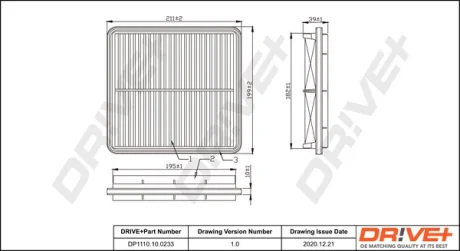 Drive+ - Фільтр повітря (аналог WA6250) DR!VE+ DP1110.10.0233