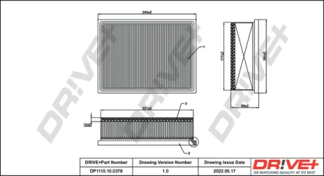Drive+ Фільтр повітря (аналог WA9526) DR!VE+ DP1110.10.0378