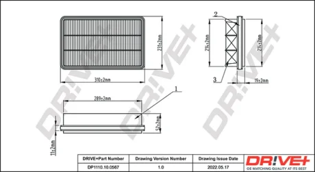 Drive+ Фільтр повітря (аналог WA9625) DR!VE+ DP1110.10.0567