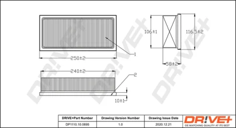 Drive+ - Фільтр повітря (аналог WA9522) DR!VE+ DP1110.10.0695