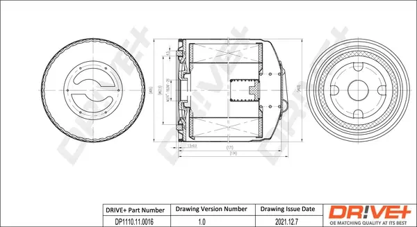 Drive+ - Фільтр оливи (аналог WL7133) DR!VE+ DP1110.11.0016 (фото 1)