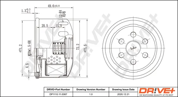 Drive+ - Фільтр оливи (аналог WL7254) DR!VE+ DP1110.11.0067 (фото 1)