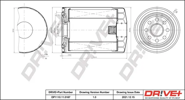 Drive+ - Фільтр оливи (аналог 92097E) DR!VE+ DP1110.11.0167 (фото 1)