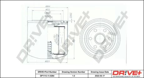 Drive+ - Фільтр оливи (аналог WL7214) DR!VE+ DP1110.11.0264