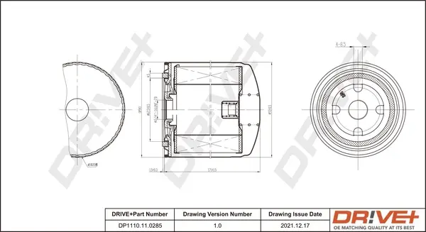 Drive+ Фільтр оливи (аналог 51459E) DR!VE+ DP1110.11.0285 (фото 1)