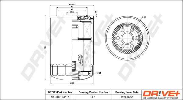 Drive+ Фільтр оливи (аналог WL7199) DR!VE+ DP1110.11.0316 (фото 1)