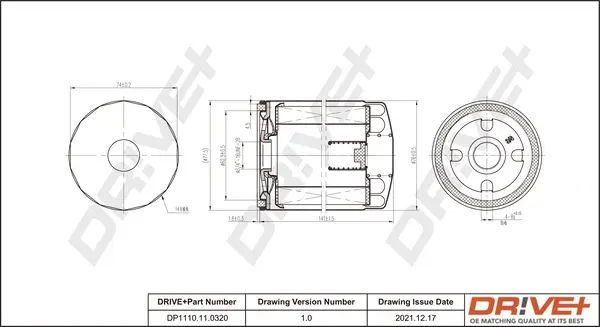 Drive+ Фільтр оливи (аналог 92149E) DR!VE+ DP1110.11.0320 (фото 1)