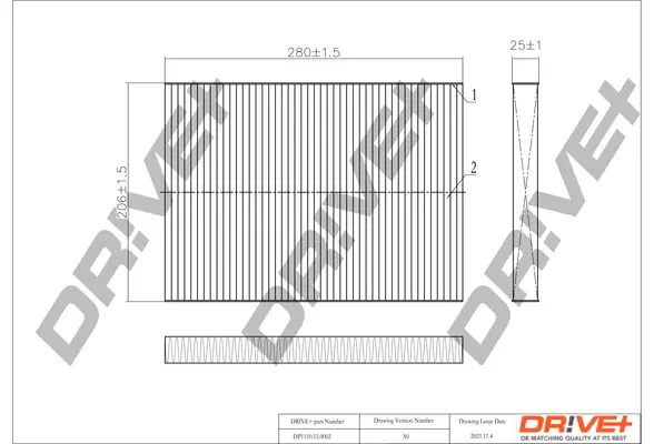 Drive+ - Фільтр салону (аналог WP6812) DR!VE+ DP1110.12.0002 (фото 1)