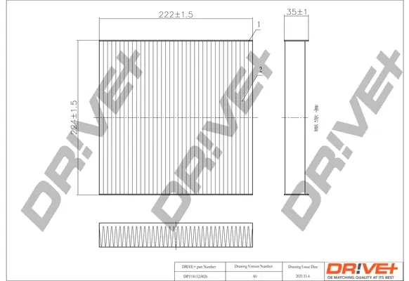 Drive+ - Фільтр салону (аналог WP9142) DR!VE+ DP1110.12.0026 (фото 1)
