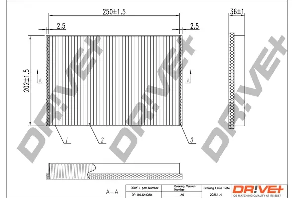 Drive+ - Фільтр салону (аналог WP2096) DR!VE+ DP1110.12.0080 (фото 1)