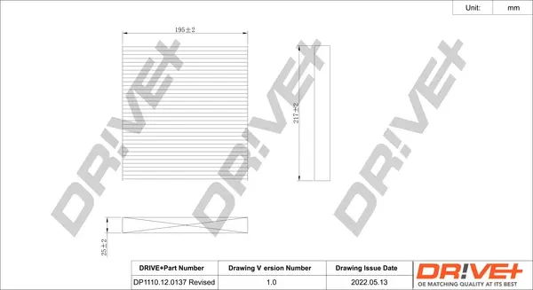 Drive+ Фільтр салону (аналог WP2062) DR!VE+ DP1110.12.0137 (фото 1)