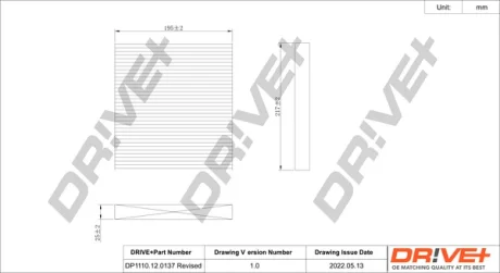 Drive+ Фільтр салону (аналог WP2062) DR!VE+ DP1110.12.0137
