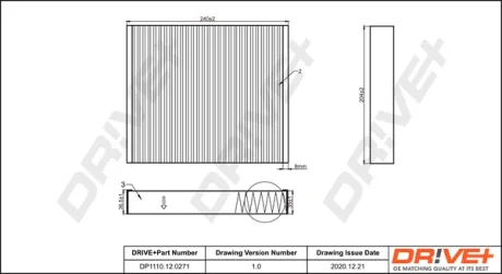 Drive+ Фільтр салону (аналог WP9357) DR!VE+ DP1110.12.0271