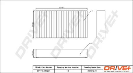 Drive+ Фільтр салону (аналог WP9263) DR!VE+ DP1110.12.0281