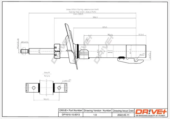 Drive+ Амортизатор (передній) Renault Megane II 02- (Газ) DR!VE+ DP1610.10.0013 (фото 1)