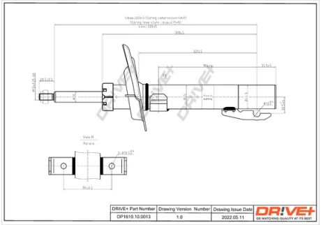 Drive+ Амортизатор (передній) Renault Megane II 02- (Газ) DR!VE+ DP1610.10.0013