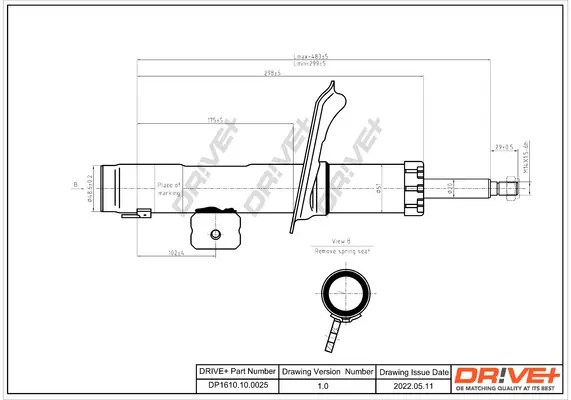 Drive+ Амортизатор (передній) Citroen Berlingo/Peugeot Partner 96- (R) (Газ) DR!VE+ DP1610.10.0025 (фото 1)
