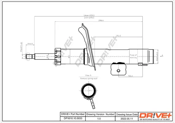 Drive+ Амортизатор (передній) Citroen Berlingo/Peugeot Partner 96- (L) (Газ) DR!VE+ DP1610.10.0033 (фото 1)