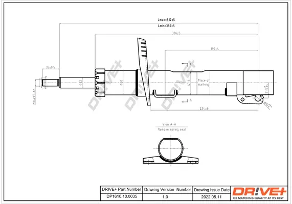 Drive+ Амортизатор (передній) VW Polo/Skoda Fabia 99-/Roomster 06- (Газ) DR!VE+ DP1610.10.0035 (фото 1)