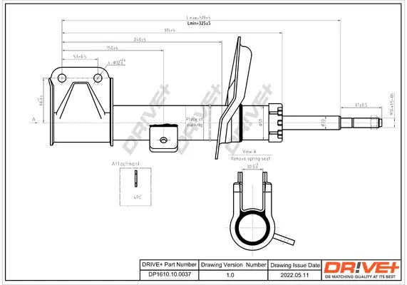 Drive+ Амортизатор (передній) Citroen C4 04-/Peugeot 307 00- (L/R) DR!VE+ DP1610.10.0037 (фото 1)