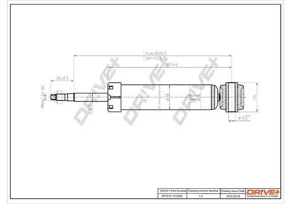 Drive+ Амортизатор (задній) VW Golf IV 1.4-1.9 TDI/GTI/FSI 97-05 (Газ) DR!VE+ DP1610.10.0050 (фото 1)