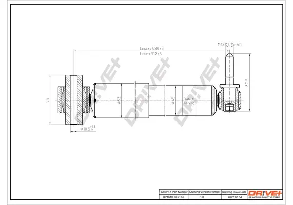 Drive+ Амортизатор (задній) Renault Megane II 02- (Газ) DR!VE+ DP1610.10.0133 (фото 1)