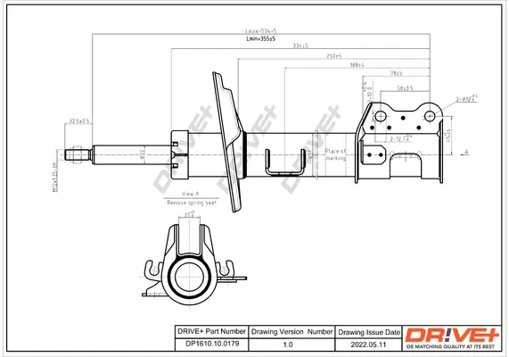 Drive+ Амортизатор (передній) Fiat Doblo 10- (R) (Газ) DR!VE+ DP1610.10.0179 (фото 1)