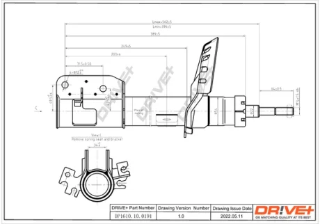 Drive+ Амортизатор (передній) Citroen Jumpy/Fiat Scudo/Peugeot Expert 07- (L) (Газ) DR!VE+ DP1610.10.0191