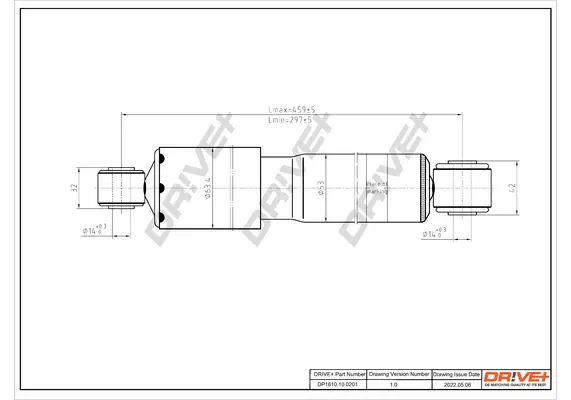 Drive+ Амортизатор (задній) Fiat Doblo 01-05 (ГАЗ) DR!VE+ DP1610.10.0201 (фото 1)