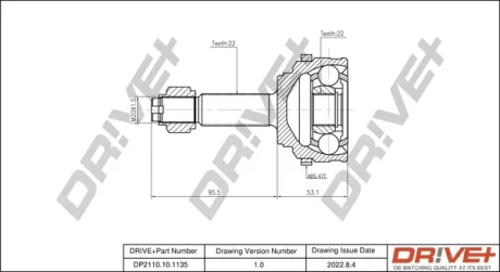 Drive+ Шарнір рівних кутових швидкостей (ШРУС) DR!VE+ DP2110.10.1135