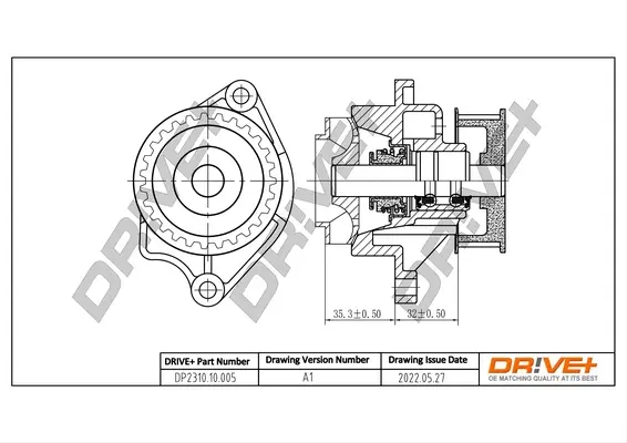 Drive+ Насос охолоджуючої рідини (аналог 036121008M OE VAG) DR!VE+ DP2310.10.005 (фото 1)