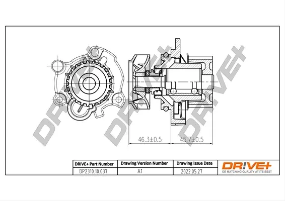 Drive+ Насос охолоджуючої рідини (аналог 06A121012G OE VAG) DR!VE+ DP2310.10.037 (фото 1)
